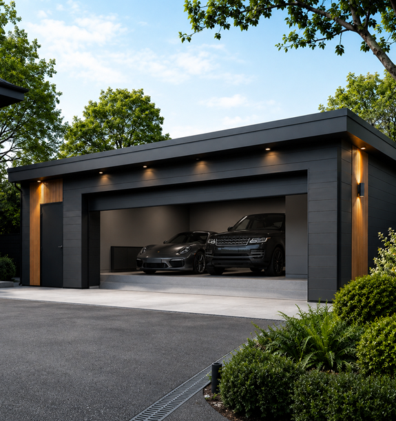 The Studio flat roof bespoke car garage